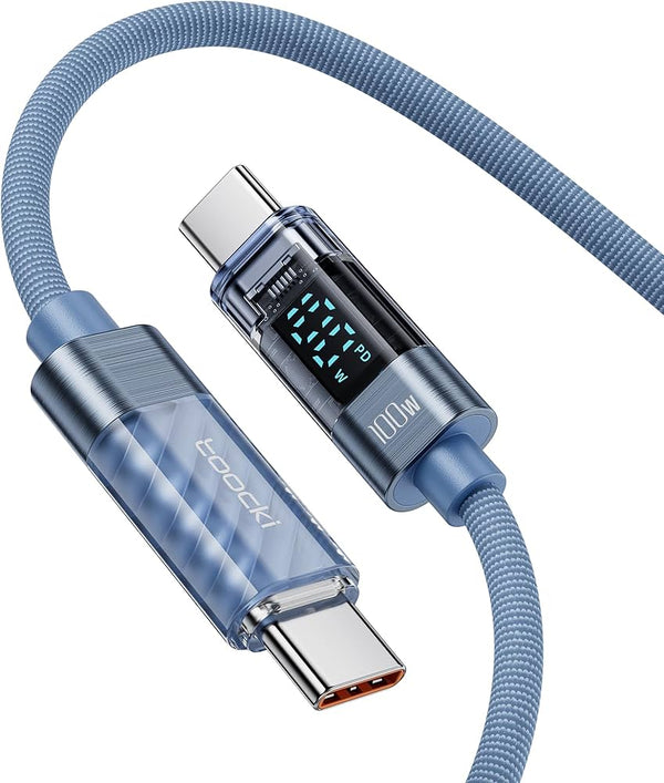 Toocki 100W Type C to Type C Cable PD Fast Charging Display Cable – Black