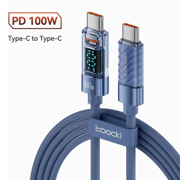 Toocki 100W Type C to Type C Cable PD Fast Charging Display Cable – Black